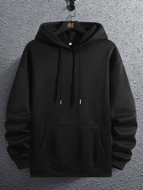 Men's Fleece Loose Long Sleeve Drop Shoulder Hoodie