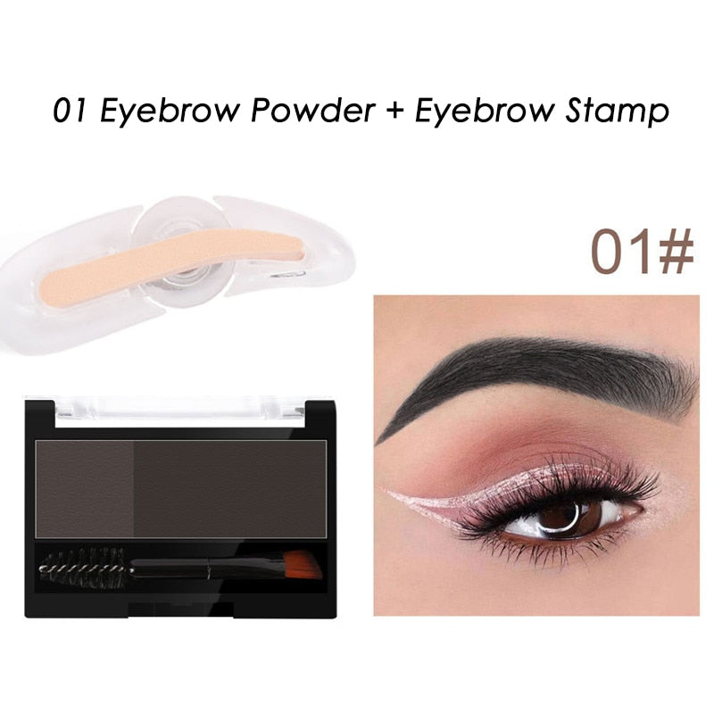 Adjustable Eyebrow Stamp Kit Double Color Perfect Arch Eyebrow Shadow Powder Palette Eyebrow Seal Eye Brow Enhancers Eye Brow