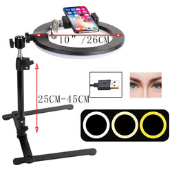 Video Youtube Fill Ring Light Lamp Live COOK 26CM Photography Lighting Phone Ringlight Tripod Stand Photo Led Selfie Bluetooth