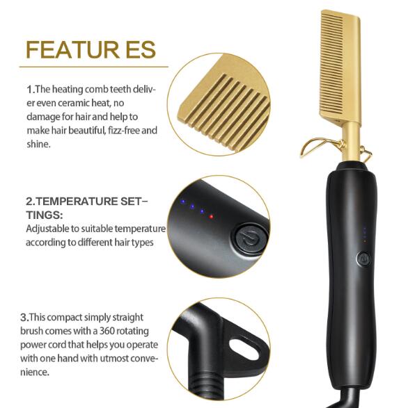 Comb Wet and Dry Hair Use Hair Curling Iron Straightener Comb Electric Environmentally Friendly Titanium Alloy Hair Curler