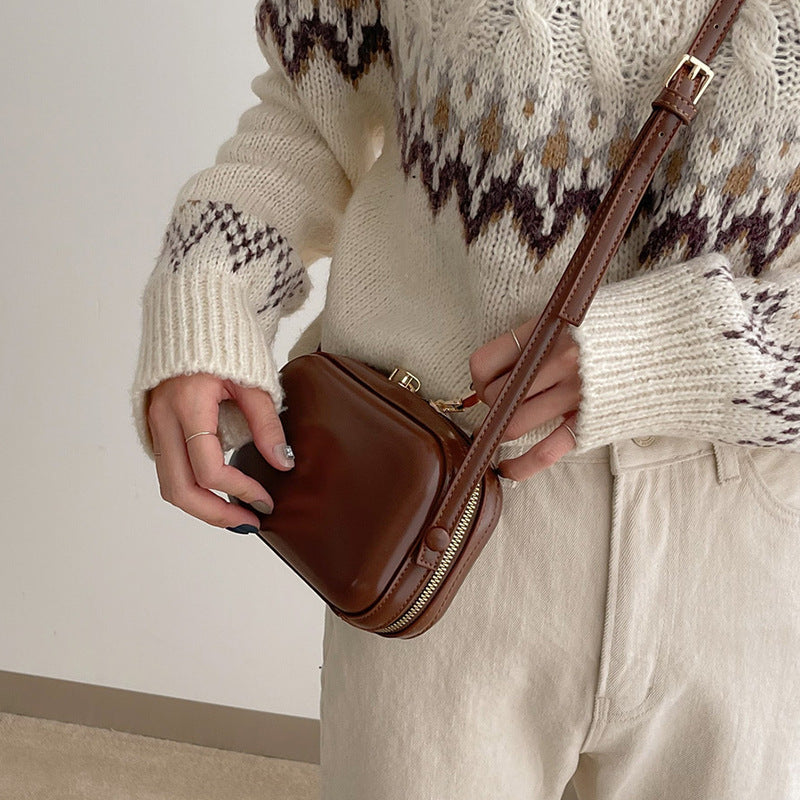 Spring And Summer New Korean Version Retro Mini Messenger Bag Female Ins Wild Shoulder Bag Trendy Texture Small Square Bag