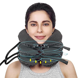 Cervical Traction Device Neck Support Pillow Inflatable Adjustable Neck Stretcher Three-Layer Inflatable Neck Pillow