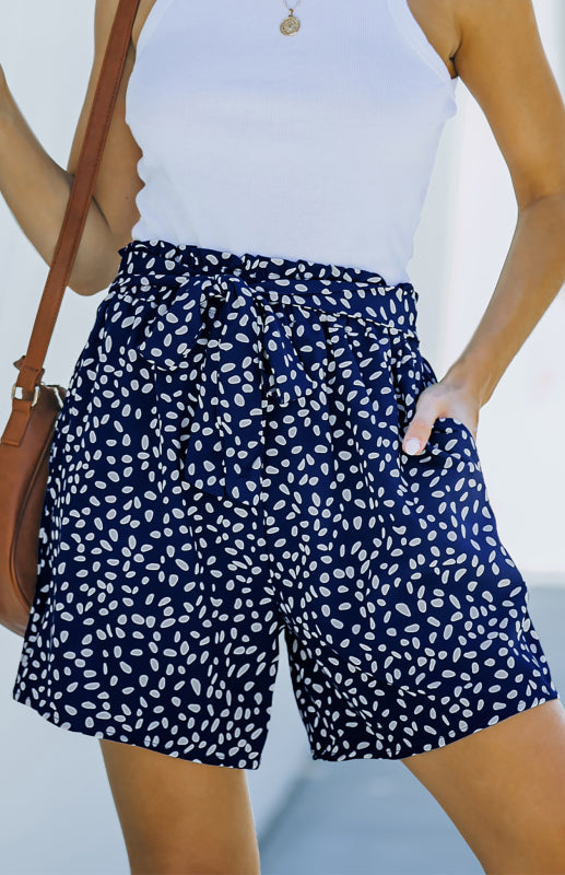 Women's Spotted Print Loose Casual High Waist Shorts