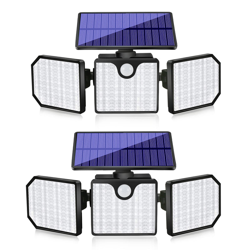 1pc/2pcs 230 LED 2200LM Led Solar Motion Sensor Light, Outdoor 3 Adjustable Heads Security LED Flood Light