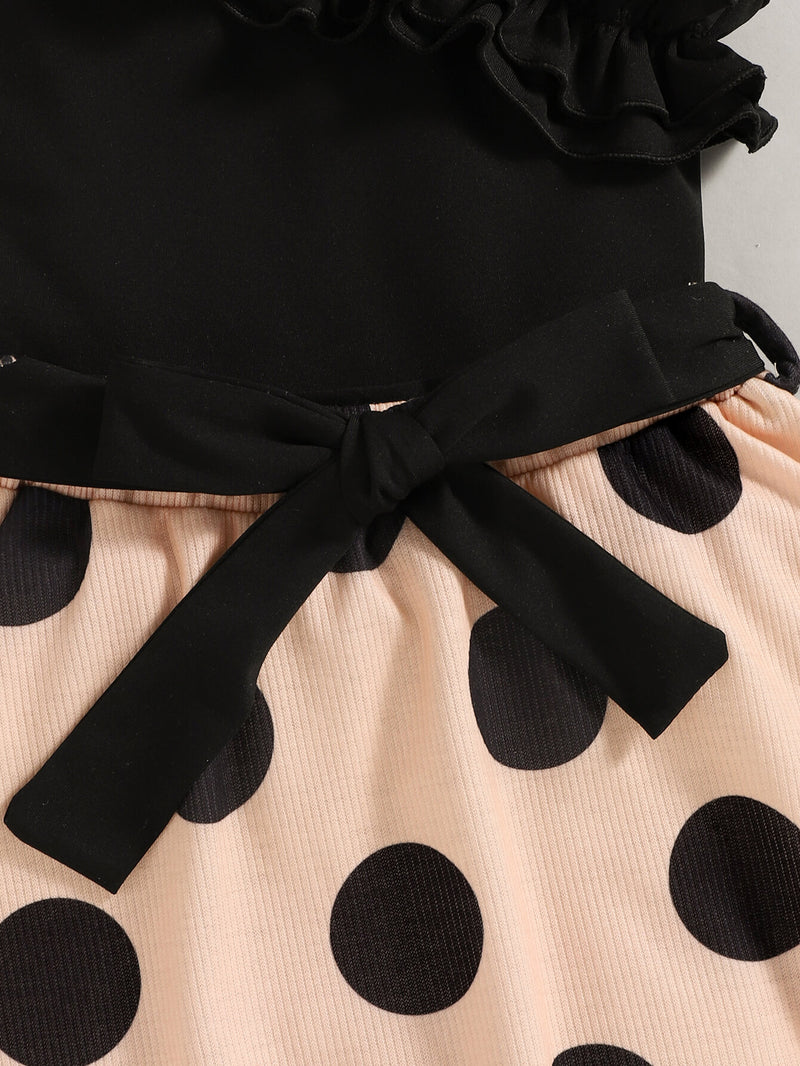 Girls Ruffled Top and Polka Dot Skirt Set
