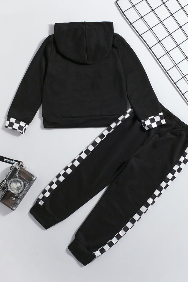 Boys F1 Graphic Hoodie and Side Checkered Pants Set