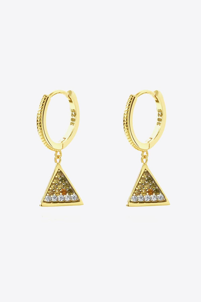 18K Gold Plated Cubic Zirconia Triangle Drop Earrings