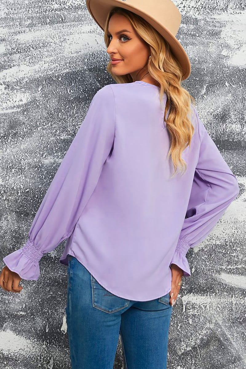 Round Neck Flounce Sleeve Top