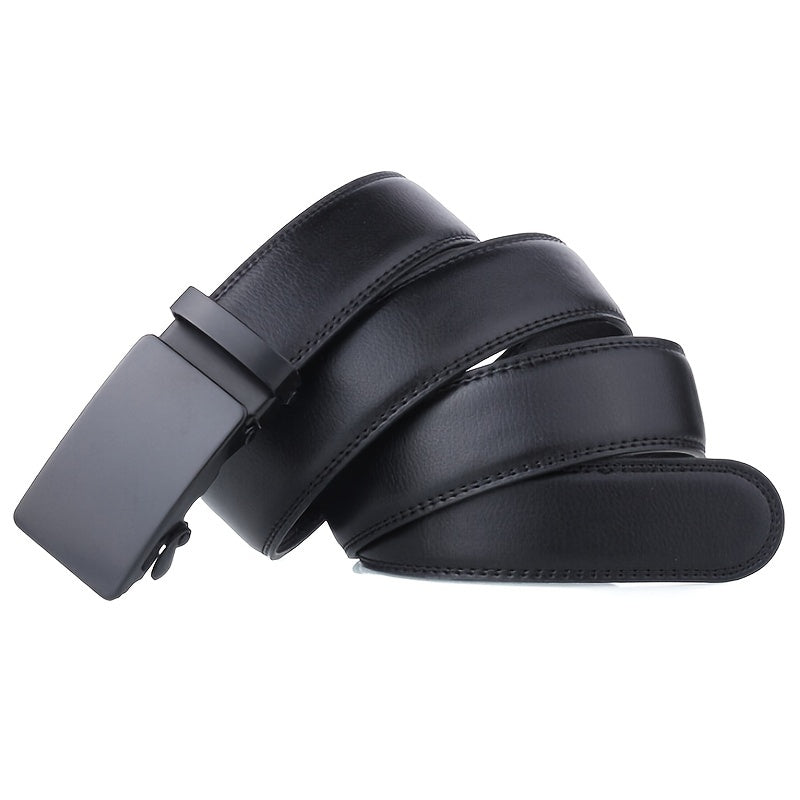 Men's Black Automatic Slider Business Casual Leather Belt
