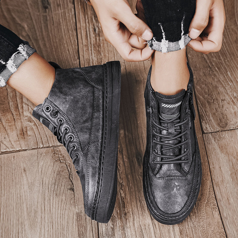 Men's Martin Boots, Fashion Middle Top Lace Up Non-Slip Casual Work Boot For Winter