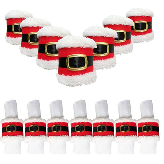 4PCS Santa Claus Napkin Ring Xmas Towel Holder Circles Christmas Dinner Party Table Decor Christmas Home Decor
