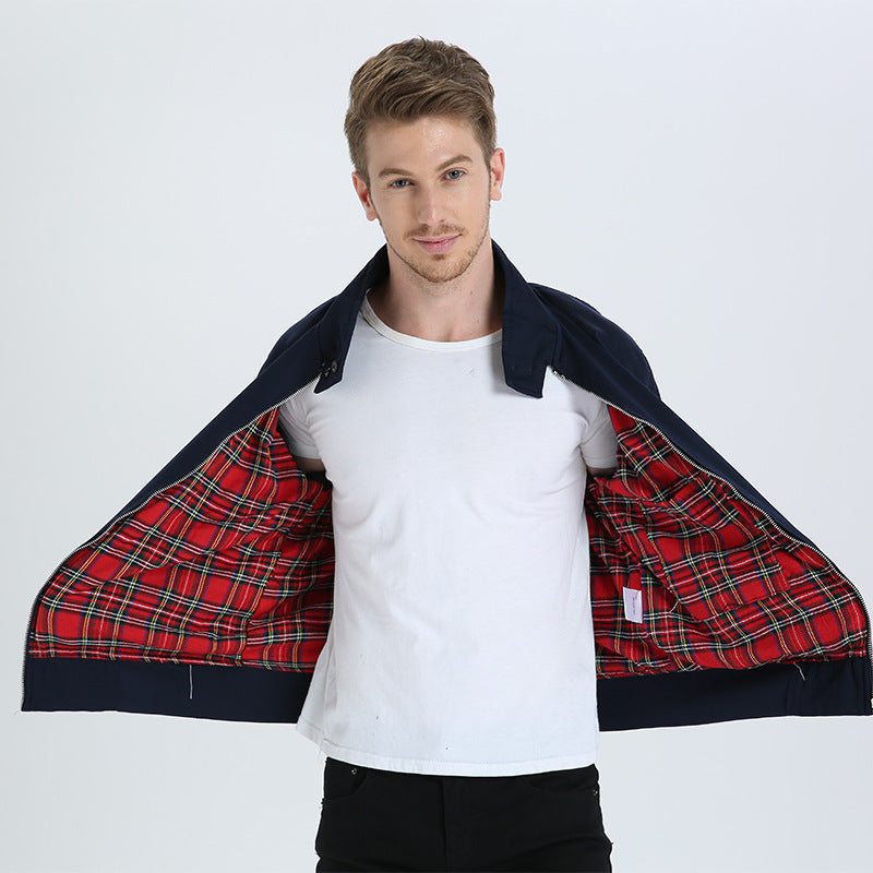 Trendy Business Stand Collar Slim Jacket Men's Coat Casual Coat Pilot Jacket