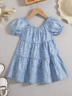 Girls Ditsy Floral Tiered Dress