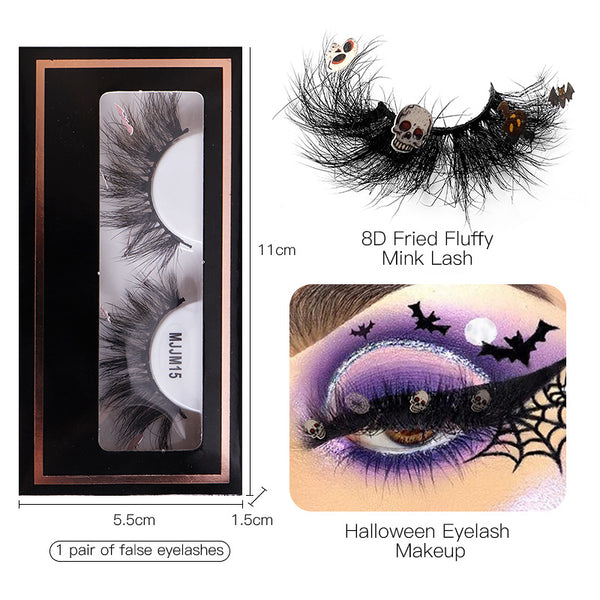 Halloween False Eyelashes Europe And America Multi-Layer Thick Messy Mink Hair Nail And Eyelash Set