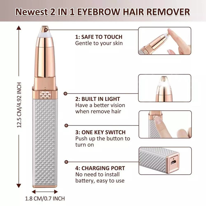 4-In-1 Lipstick Shaver Electric Eyebrow Trimmer Women's Shaving Instrument Eyebrow Trimmer Multi-Function Rechargeable Shaving