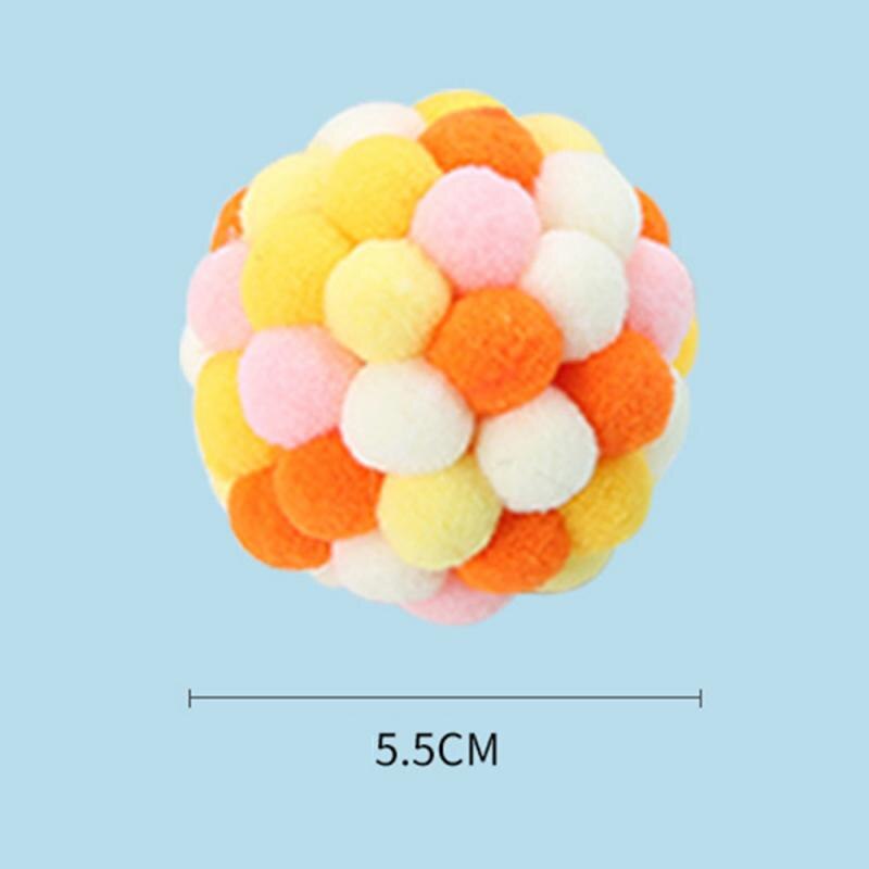 1 PC Pet Supplies Cat Self-excited Ball Funny Cat Ball Plush Bell Ball Multicolor Stitching Christmas Color Cat Throwing Toys