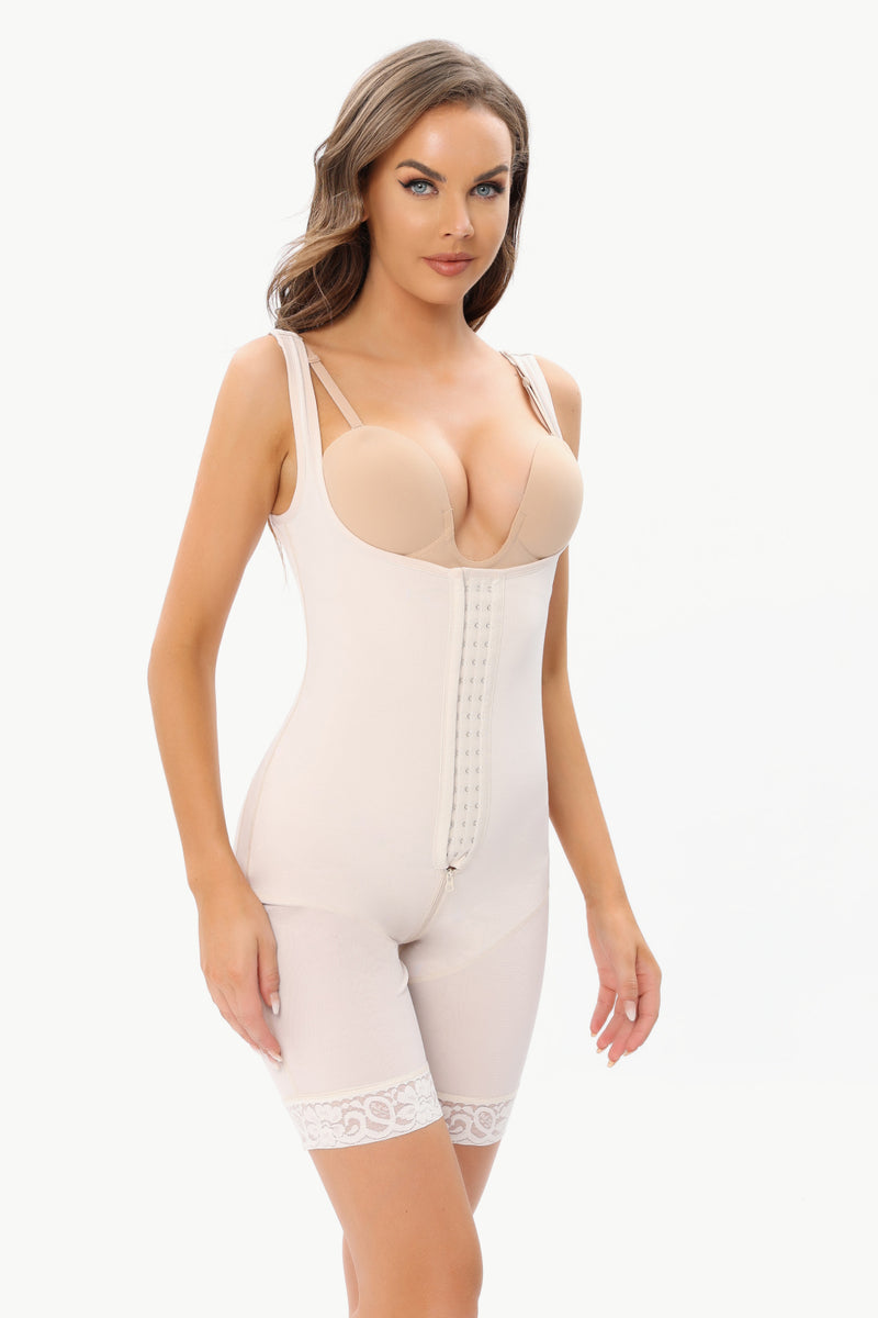 Full Size Adjustable Hook-and-Eye Mid-Thigh Shapewear