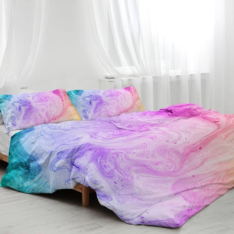 3pcs Colored Quicksand Duvet Cover Set, (1 Duvet Cover + 2 Pillowcase), Soft Comfortable Bedding Set, Blanket For Bedroom