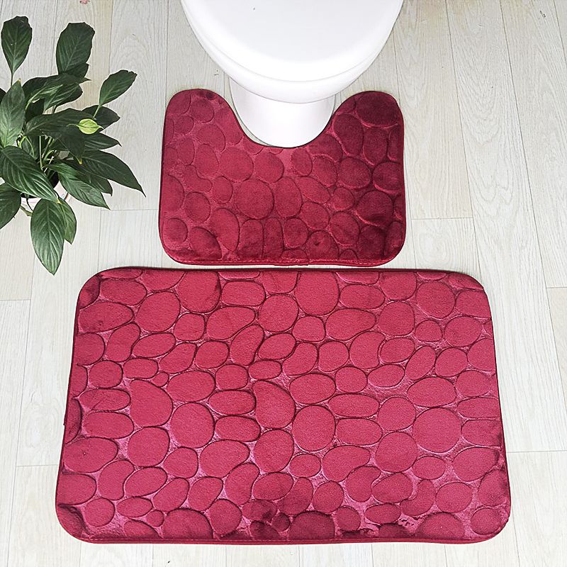 Embossed Stone Two-Piece Bathroom Toilet Floor Mat PVC Non-Slip Absorbent Carpet Door Mat