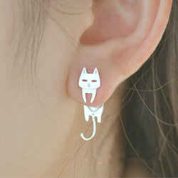 925 Sterling Silver Cat Fish Stud Earrings