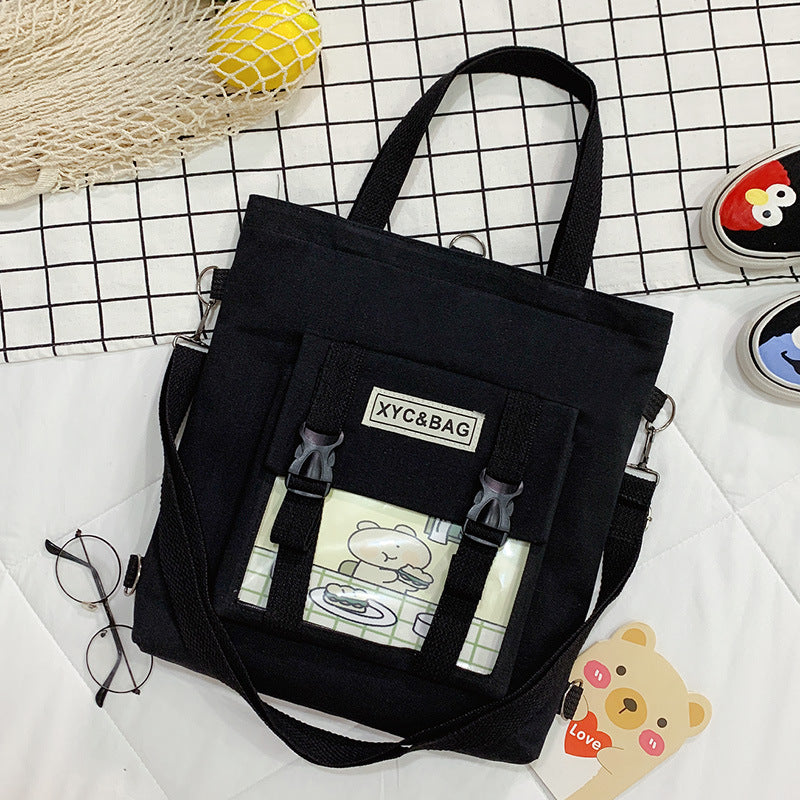 New Canvas Transparent Bag Student Canvas Bag Female Messenger Printed Canvas Bag Shoulder Bag Messenger Bag