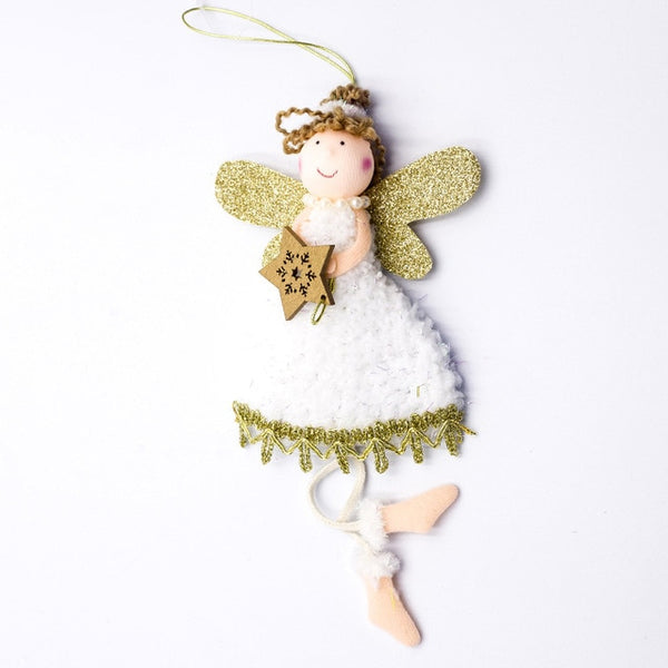 Cute Cartoon Angel Plush Doll Christmas Pendant Creative Christmas Tree Closet Hanging Ornaments Window Decoration Xmas Gift Toy