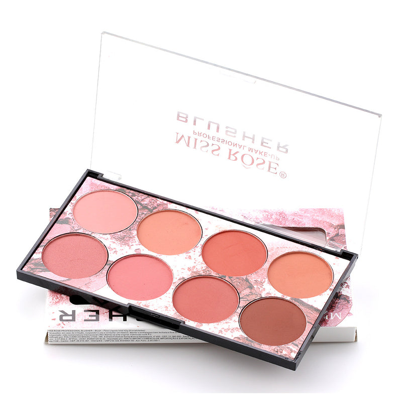 Miss Rose Eight Color Blush Palette Matte Long Lasting Sun Red Natural Skin Tone Nude Makeup Portable Blush Rouge Palette