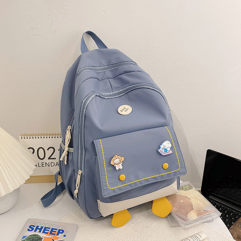 Backpack Girls College Student Simple Computer Backpack High School Student Large Capacity Cartoon Cute Schoolbag