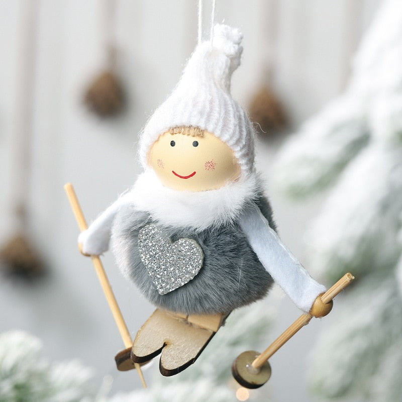 Noel Christmas Angel Girl Ski Plush Dolls Christmas Tree Ornament Pendant Party Christmas Decoration for Home