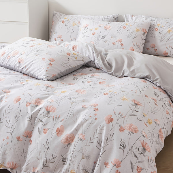 3pcs Flower Print Duvet Cover Set (1 Duvet Cover + 2 Pillowcase), Soft Bedding For Bedroom & Guest Room, Blanket For All Season