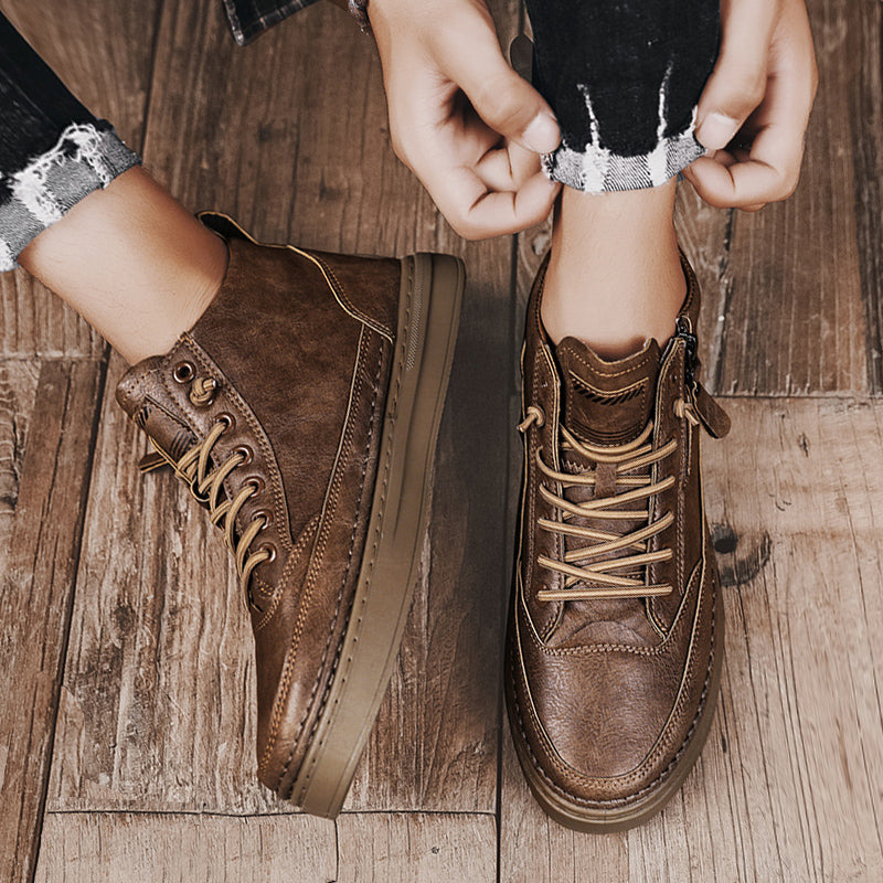 Men's Martin Boots, Fashion Middle Top Lace Up Non-Slip Casual Work Boot For Winter