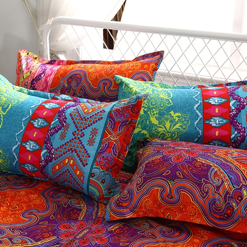 Boho Duvet Cover Set With Matching Pillowcase, Modern Bedding Set