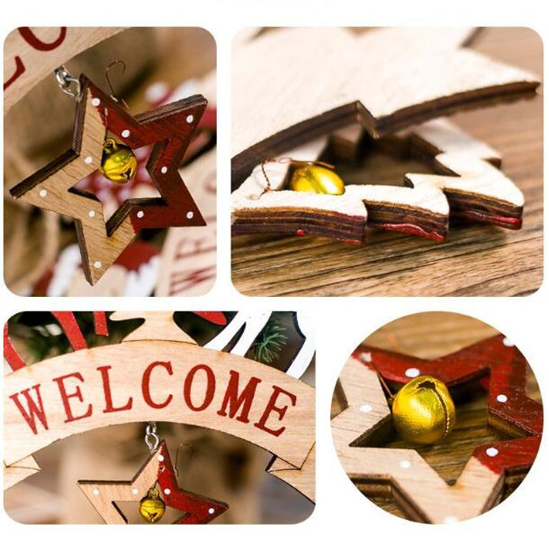 Christmas Decorations Wooden Letter Printed Christmas Tree Elk Birds Bells Hanging Pendant Christmas Tree Decorations Ornaments
