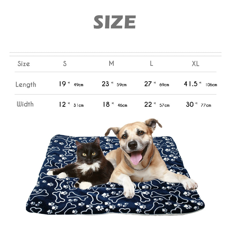 Winter Dog Bed Mat Pet Cushion Blanket Warm Paw Print Puppy Cat Fleece Beds For Small Large Dogs Cats Pad Chihuahua Cama Perro