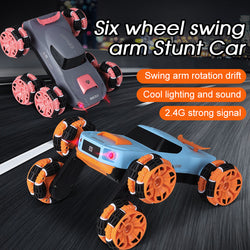 Remote Control Six-Wheel Swing Arm Stunt Car High-Speed Four-Wheel Drive Drift Off-Road Climbing Boys Rotating Deformation Remote Control Car