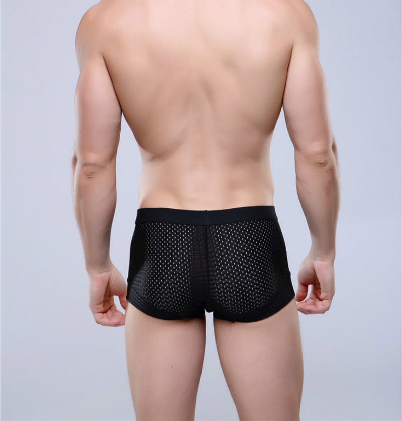Breathable Mesh Silk Men Boxers Four Corner Underwear Wholesale Underwear Men Cotton Mens Bodysuit Underwear