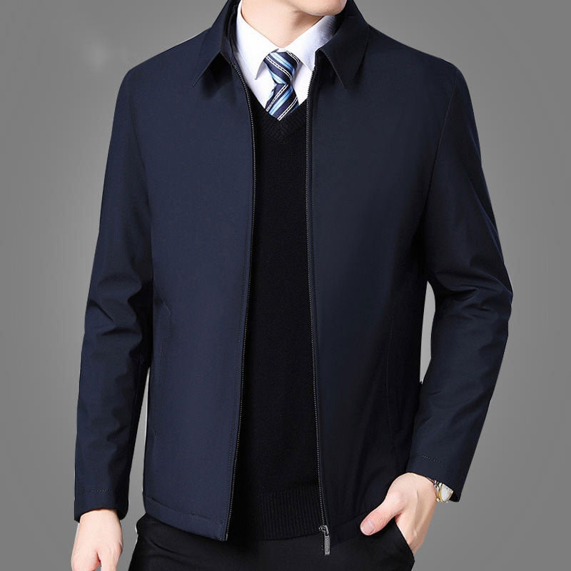 Mens Jackets And Coats Turn Down Collar Men Winter Jacket Zipper Side Pocket Men's Clothing Fashion Long Sleeve Coat Men