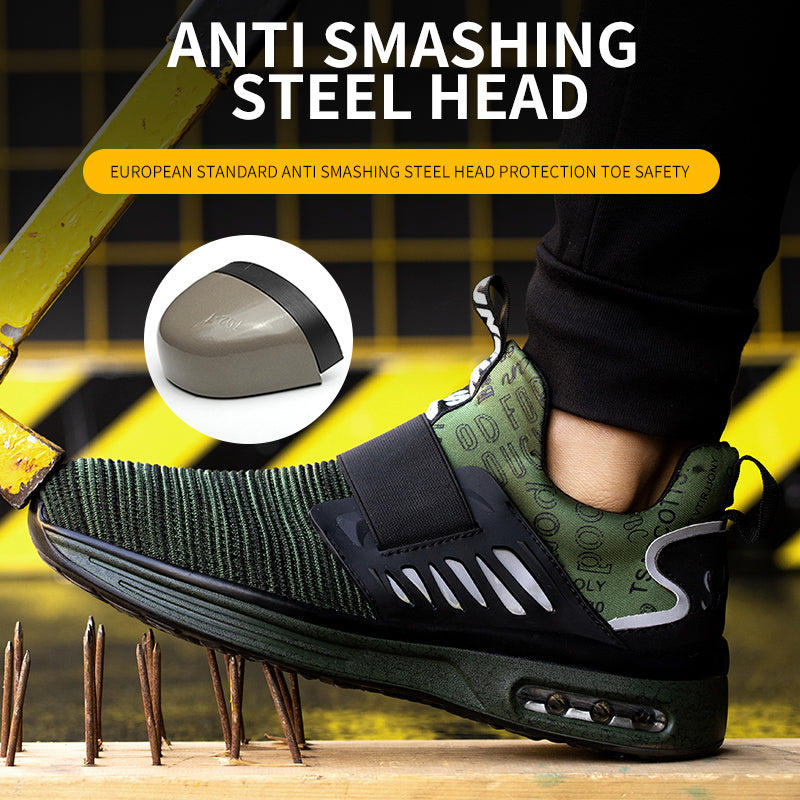 Men's Anti-Smashing And Anti-Piercing Safety Shoes Lightweight Flying Woven Breathable And Insulating Protective Work Shoes