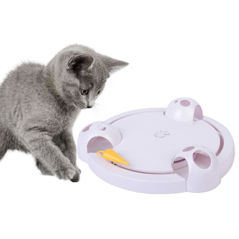 Funny Cat Interactive Pet Cat Toys Automatic Rotating Cat Play Teaser Plate Mice Catch Toy Electric Playing Exercise Toys