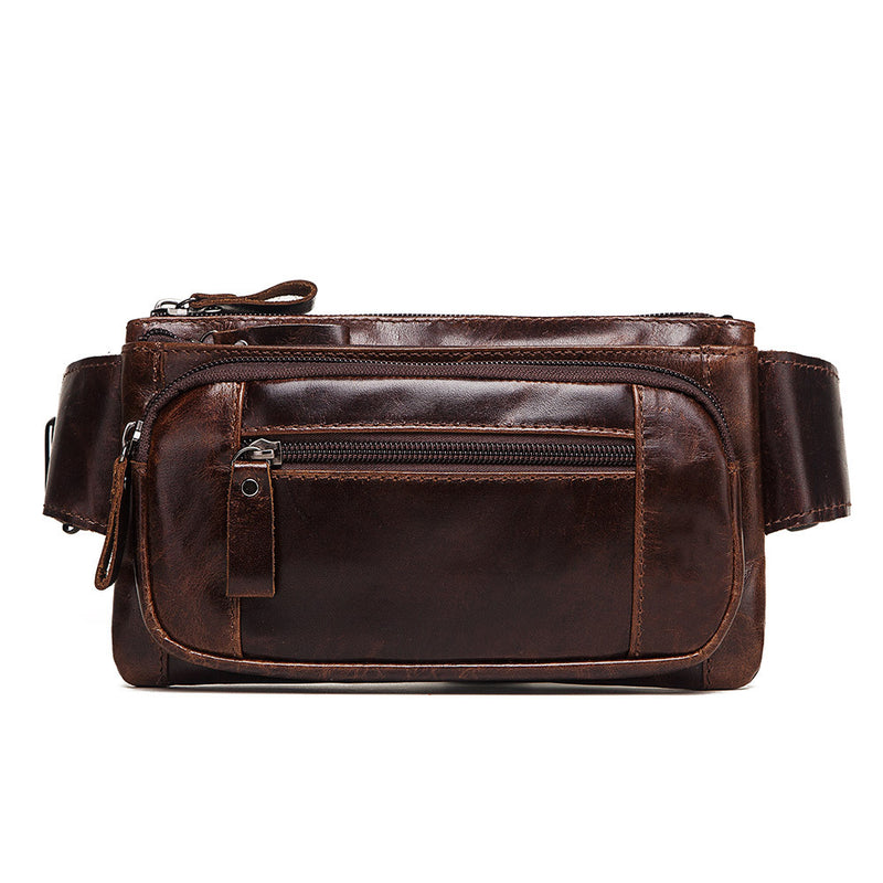 Genuine Leather Men's Waist Bag First Layer Leather Multifunctional Chest Bag Retro Messenger Bag