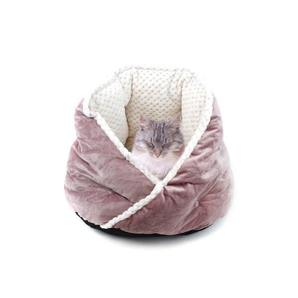 Autumn And Winter Pet Warm Hug Cuddle Round Depth Diamond Creative Soft Beibei Velvet Inner Bile Kennel Cat Bed