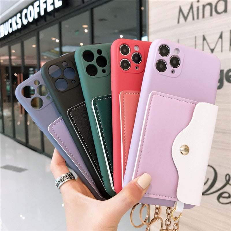 New Silicone Wallets Phone Case For iPhone 12 Pro Max 11 Pro Max SE 2020 X XR XS Max 7 8 Plus 12 Mini Card Soft Back Cover