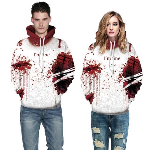 Halloween Women Men Blood 3D Printing Hoodie Sweatshirt