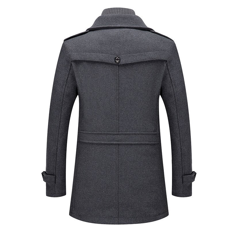 Autumn and winter new business woolen coat men's fashion double-collar cold-resistant woolen cloth men's coat woolen coat on behalf of hair