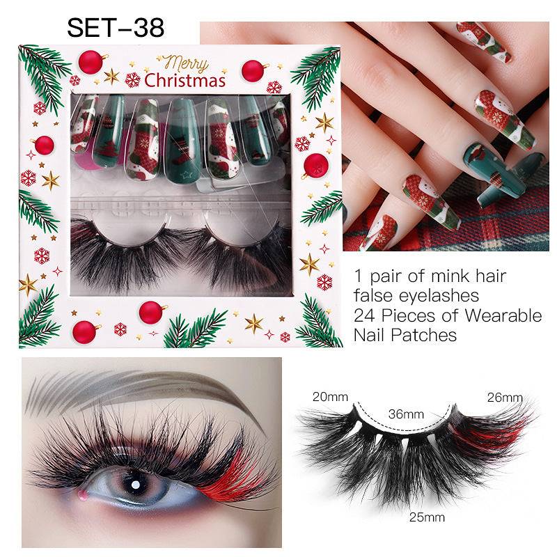 Christmas Nail Enhancement Eyelash Tool Set False Eyelash Decoration Color Mink Hair Beauty Tool