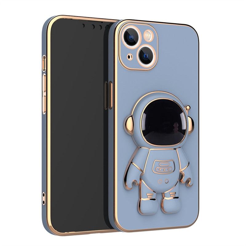 Cute Electroplated Astronaut Kick Stand iPhone Case