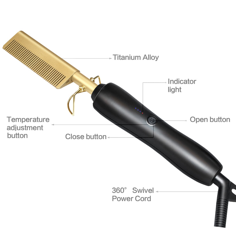 Comb Wet and Dry Hair Use Hair Curling Iron Straightener Comb Electric Environmentally Friendly Titanium Alloy Hair Curler