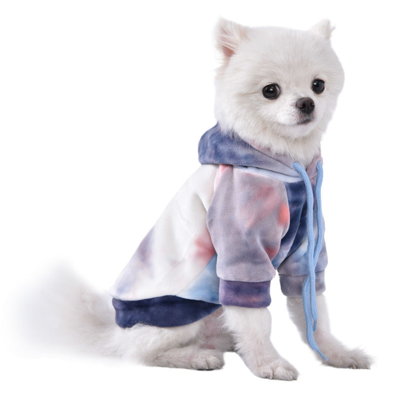 Dog Autumn And Winter Clothing Dyed Plush Hoodie Cat Clothing Teddy Dog Small Dog Pet Clothing