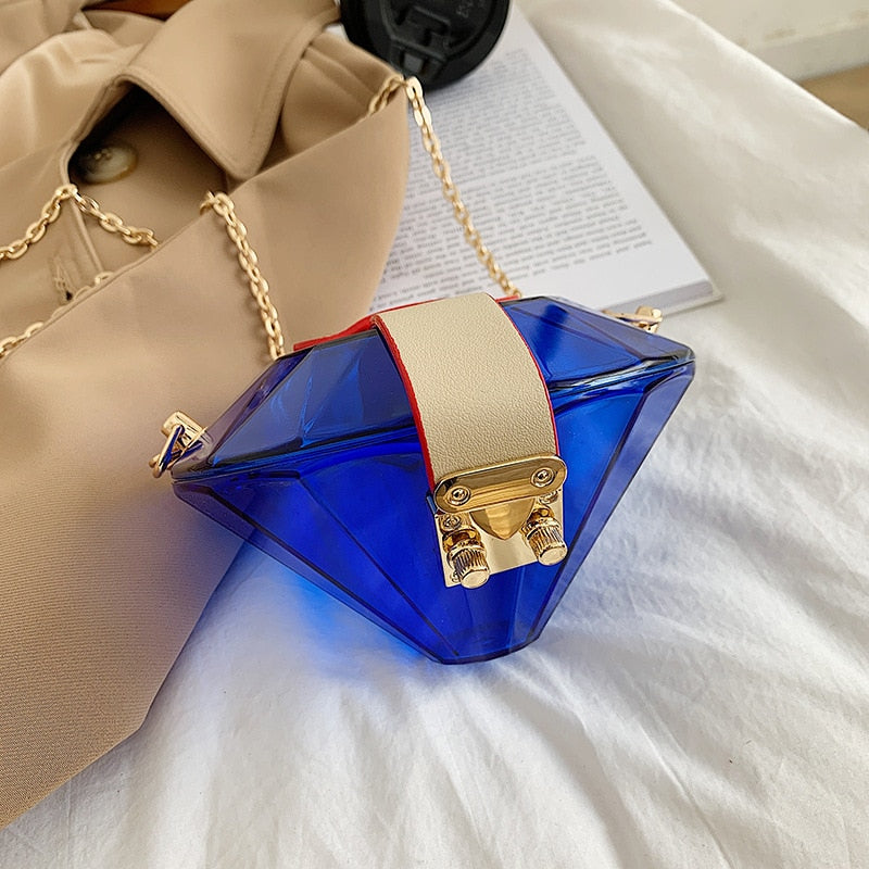 Acrylic Diamond Shape Women's Purses and Handbags Party Clutch Bag Mini Chain Shoulder Bag Evening Bag Luxury Designer Bag