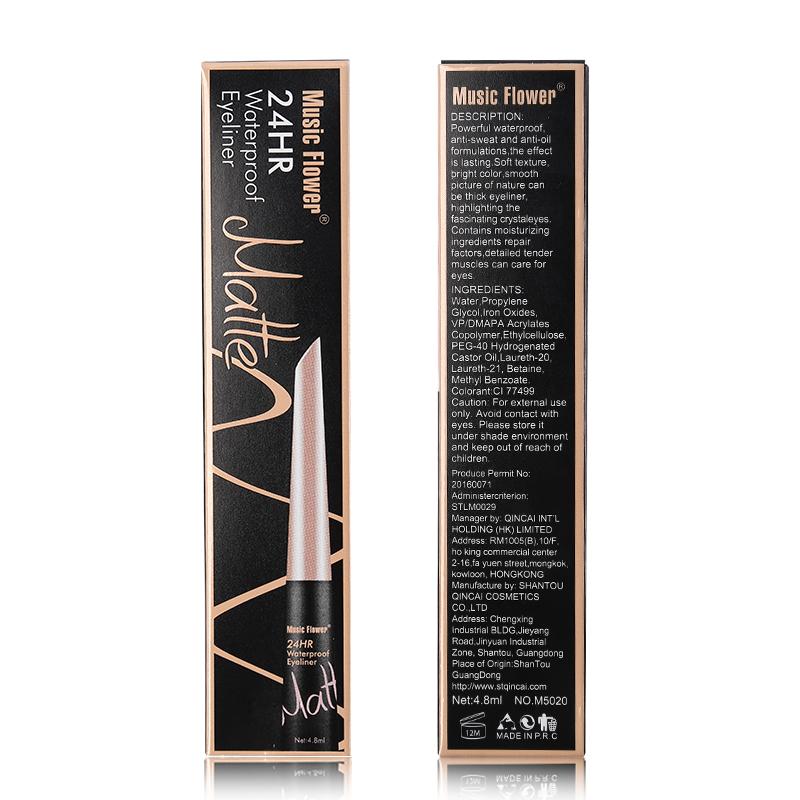 Music Flower Brand Waterproof Liqiud Eyeliner Pencil 24H Long-lasting Matte Eye Liner Delineador Black Eyelid Quick-Dry Makeup